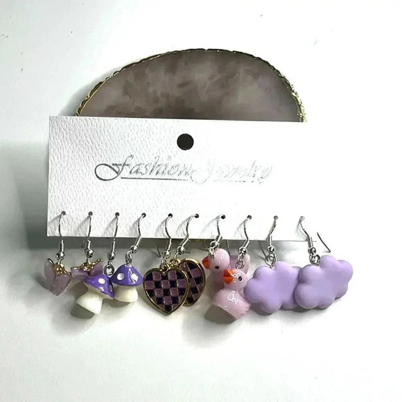 Fashion Jewelry Jewelry - Fashion Jewelry 5 pair Purple Novelty Earrings